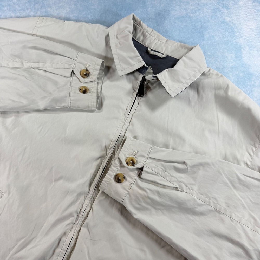Trader Bay Harrington Jacket Mens L Beige Good Full Zip Windbreaker Vintage